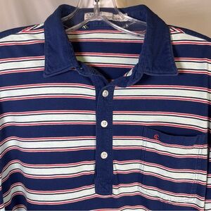 Criquet Men’s Striped Short Sleeve Polo Shirt‎ Navy Blue, Mint Green & Red XL